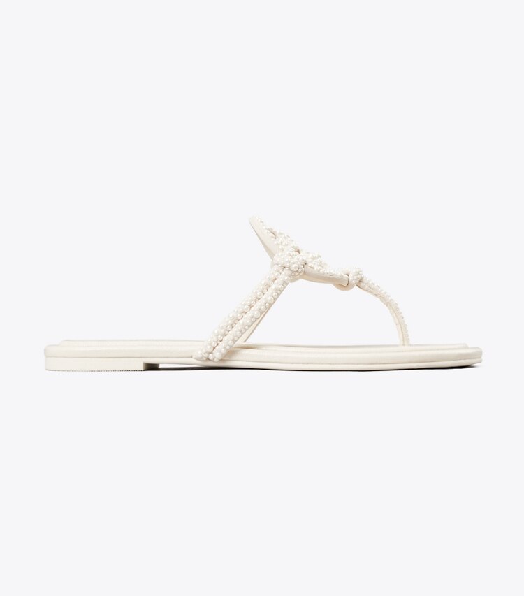 Tory Burch designer sandales Sandales Miller nouées perlées in LIGHT CREAM side