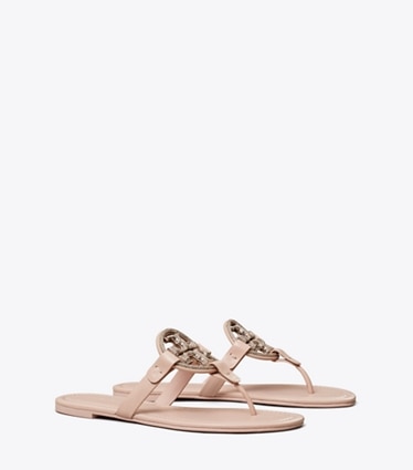 Tory Burch designer sandales Sandales Miller pavées de cristaux  in SHELL PINIK / SILVER angle