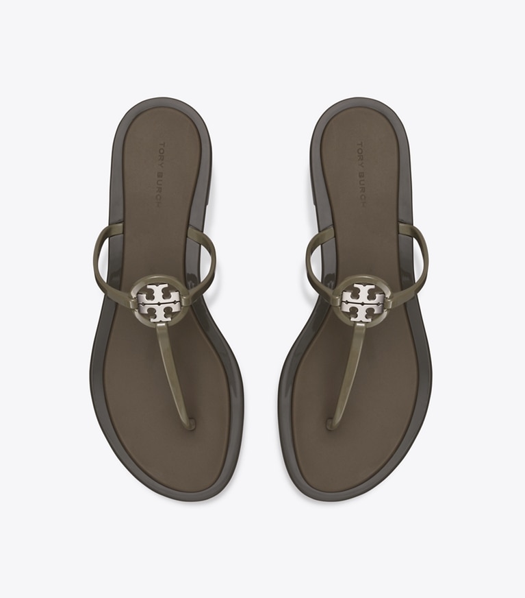 Tory Burch designer sandales Sandales Mini Miller Jelly in DARK OLIVE / SILVER dessus