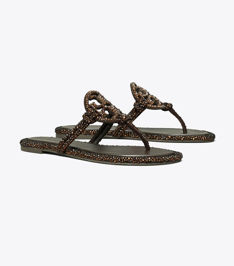 Tory Burch designer sandales Sandales nouées Miller pavées de cristaux in COCOA angle