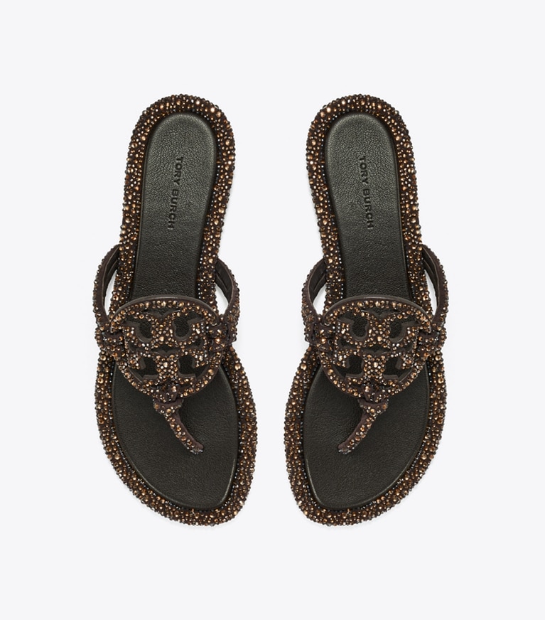 Tory Burch designer sandales Sandales nouées Miller pavées de cristaux in COCOA dessus