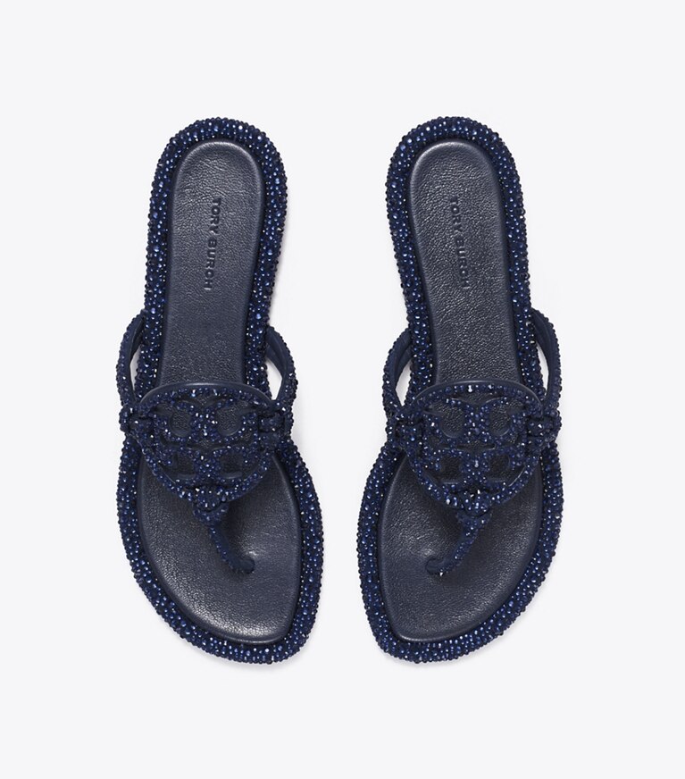 Tory Burch designer sandales Sandales nouées Miller pavées de cristaux in NEW NAVY angle