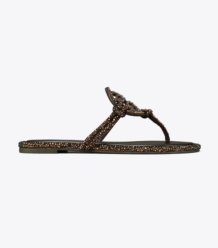 Tory Burch designer sandales Sandales nouées Miller pavées de cristaux in COCOA side