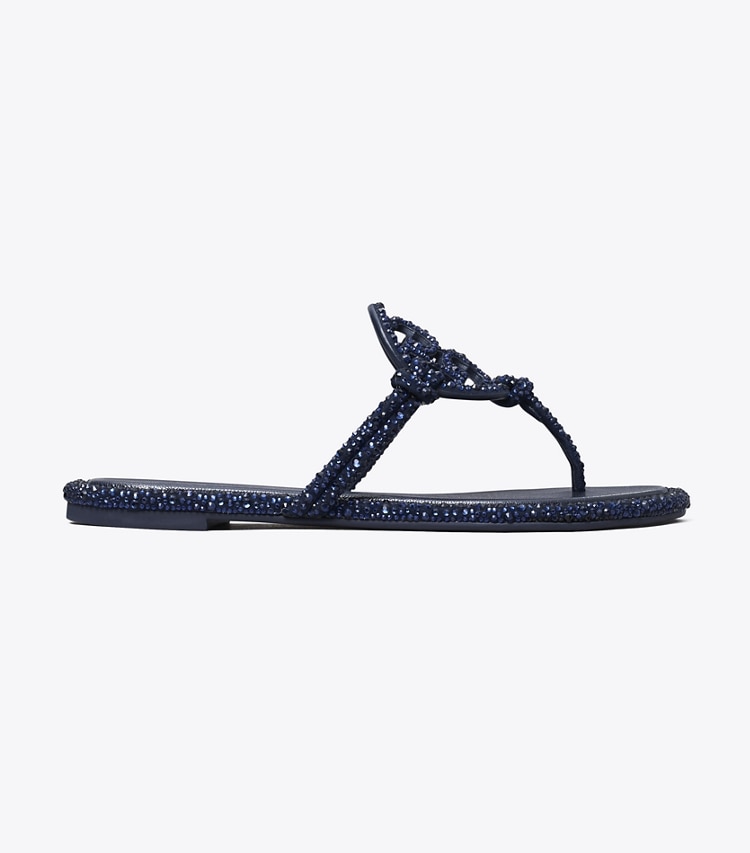 Tory Burch designer sandales Sandales nouées Miller pavées de cristaux in NEW NAVY side