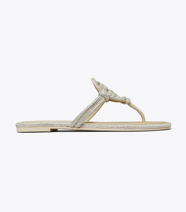Tory Burch designer sandales Sandales nouées Miller pavées in STONE GRAY side