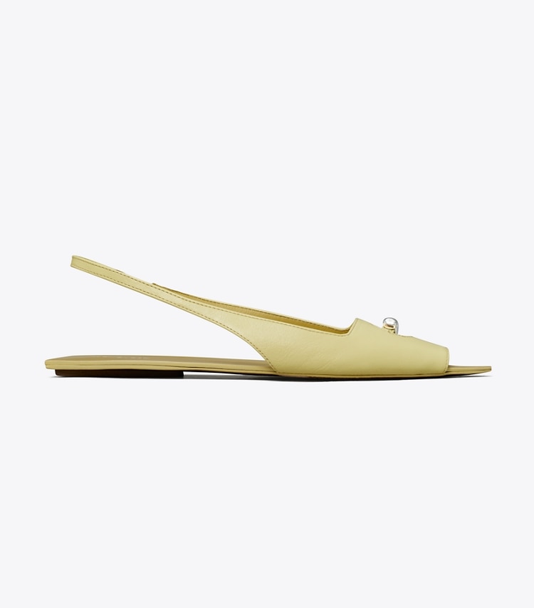 Tory Burch designer sandales Sandales plates à bride arrière Piercing in CREAM CORN / BEIGE / SILVER side