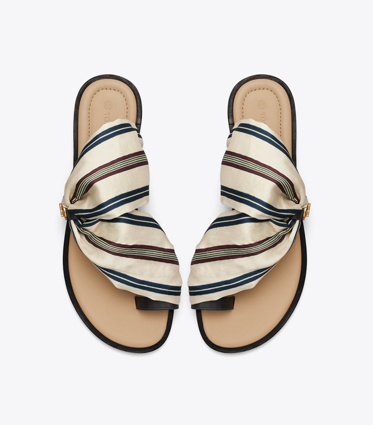Tory Burch designer sandales Sandales Selby à détails foulard in Border Stripe/Perfect Navy dessus