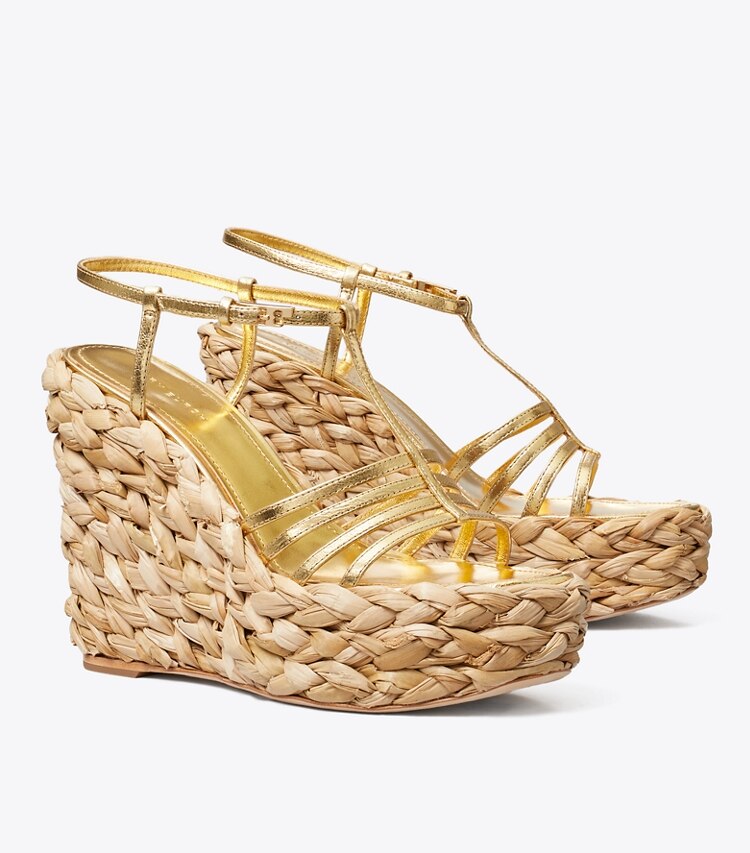 Tory Burch diseñador alpargatas Sandalia alpargata trenzada en GOLD LEAF ángulo