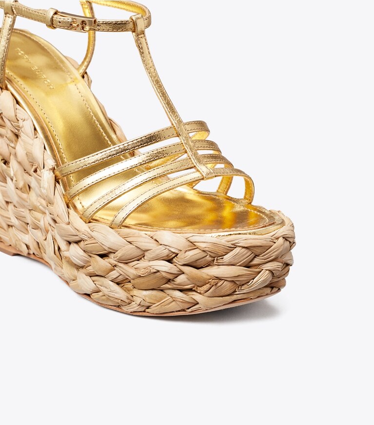 Tory Burch diseñador alpargatas Sandalia alpargata trenzada en GOLD LEAF detalle