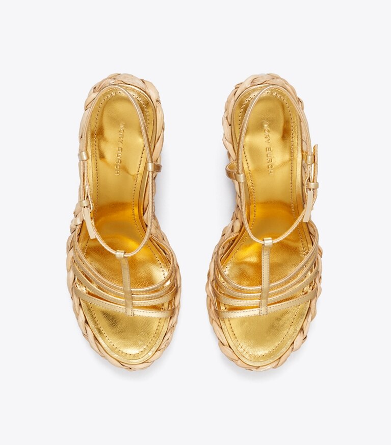 Tory Burch diseñador alpargatas Sandalia alpargata trenzada en GOLD LEAF vista superior