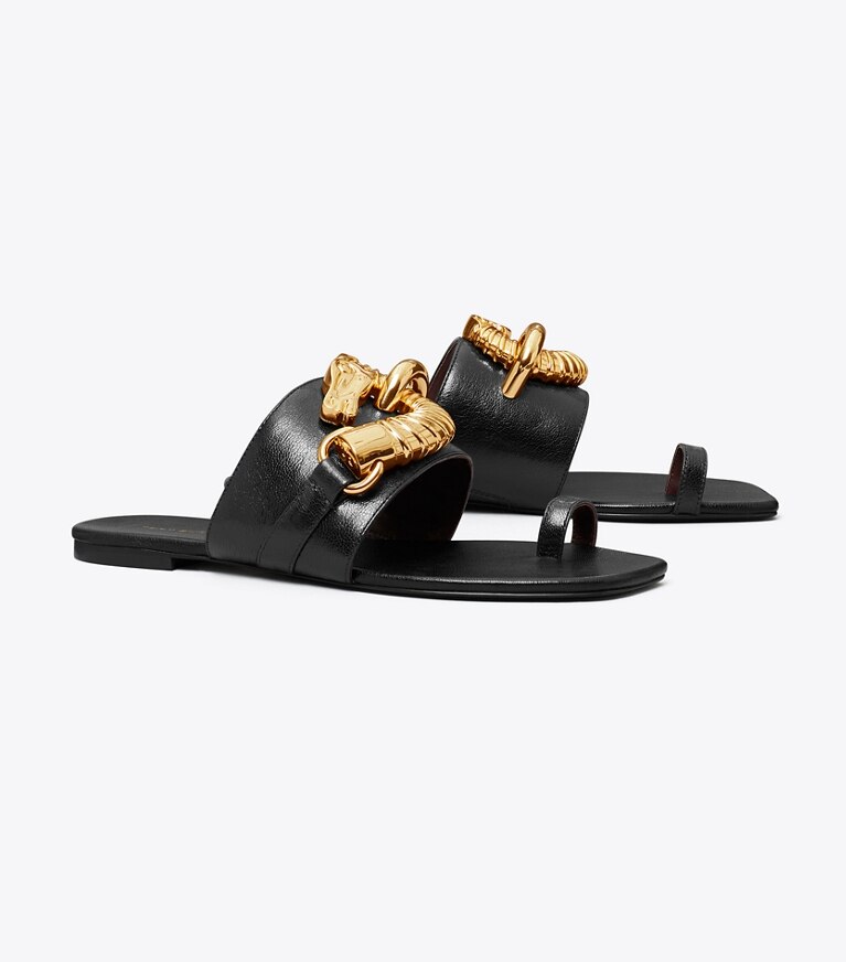 Tory Burch diseñador sandalias Sandalia con anillo para el dedo del pie Jessa en PERFECT BLACK ángulo