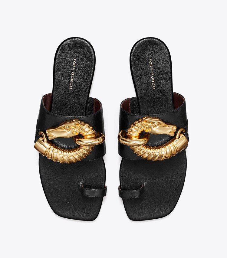 Tory Burch diseñador sandalias Sandalia con anillo para el dedo del pie Jessa en PERFECT BLACK vista superior