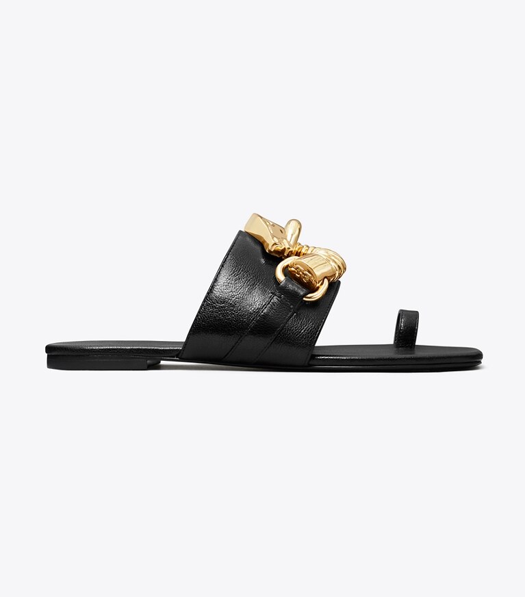 Tory Burch diseñador sandalias Sandalia con anillo para el dedo del pie Jessa en PERFECT BLACK lateral