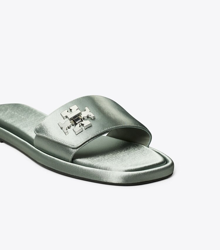 Tory Burch diseñador sandalias Sandalia con broche giratorio en VINTAGE STEEL BLUE detalle