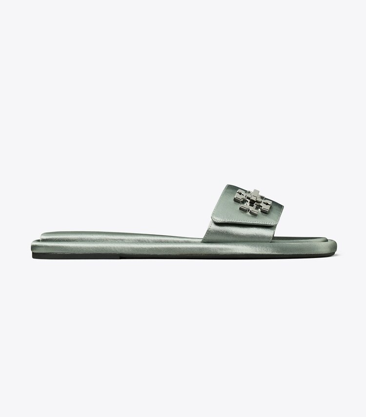 Tory Burch diseñador sandalias Sandalia con broche giratorio en VINTAGE STEEL BLUE lateral