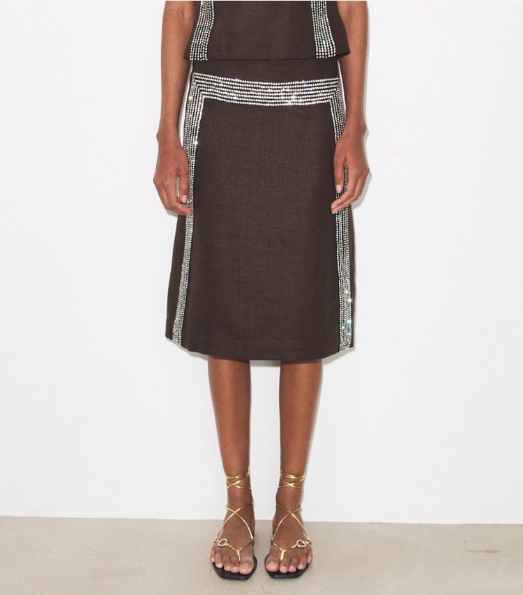 Tory Burch diseñador sandalias Sandalia con cordones y eslabones en GOLD LEAF adicional en modelo