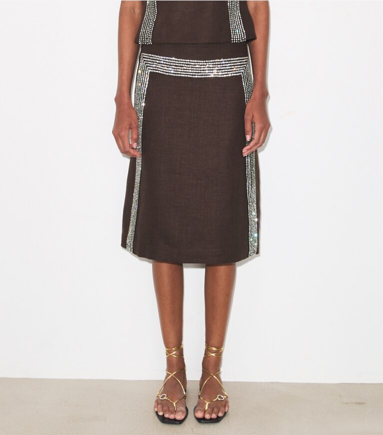 Tory Burch diseñador sandalias Sandalia con cordones y eslabones en GOLD LEAF adicional en modelo