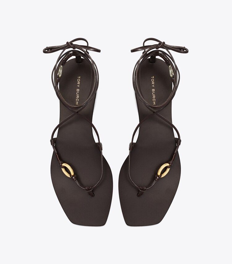 Tory Burch diseñador sandalias Sandalia con cordones y eslabones en COCO vista superior