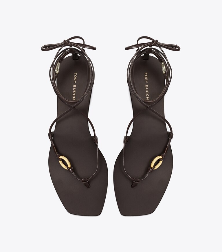 Tory Burch diseñador sandalias Sandalia con cordones y eslabones en COCO vista superior