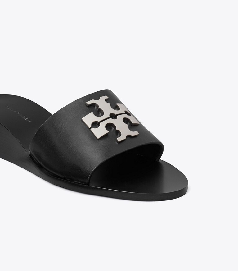 Tory Burch diseñador sandalias Sandalia con cuña Charlie Cuoio en PERFECT BLACK detalle