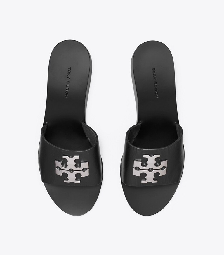 Tory Burch diseñador sandalias Sandalia con cuña Charlie Cuoio en PERFECT BLACK vista superior