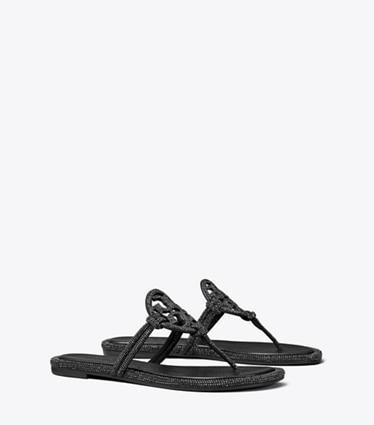 Tory Burch diseñador sandalias Sandalia con nudo y pavé Miller en PERFECT BLACK ángulo