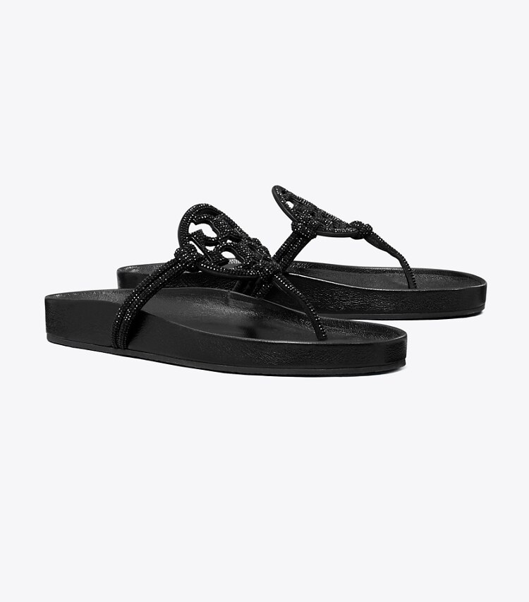 Tory Burch diseñador sandalias Sandalia con nudo y pavé Miller Cloud en PERFECT BLACK ángulo