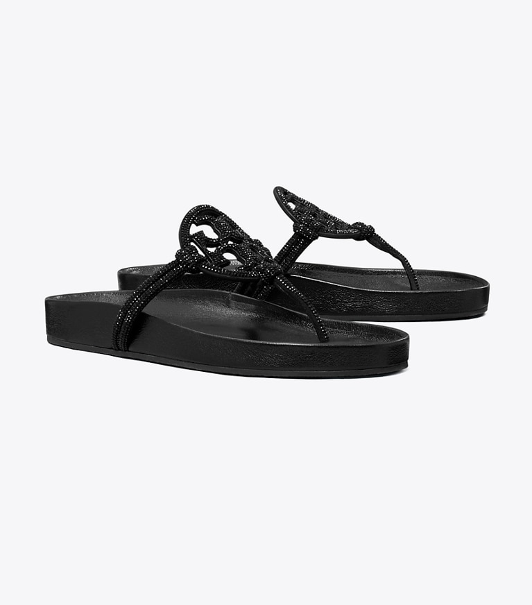 Tory Burch diseñador sandalias Sandalia con nudo y pavé Miller Cloud en PERFECT BLACK ángulo