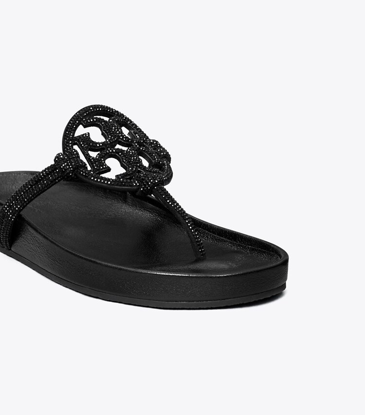 Tory Burch diseñador sandalias Sandalia con nudo y pavé Miller Cloud en PERFECT BLACK detalle