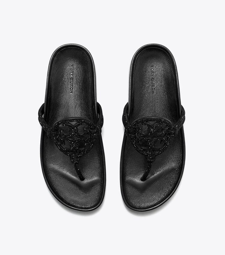 Tory Burch diseñador sandalias Sandalia con nudo y pavé Miller Cloud en PERFECT BLACK vista superior