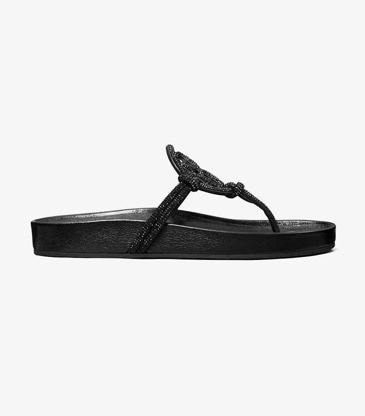 Tory Burch diseñador sandalias Sandalia con nudo y pavé Miller Cloud en PERFECT BLACK lateral