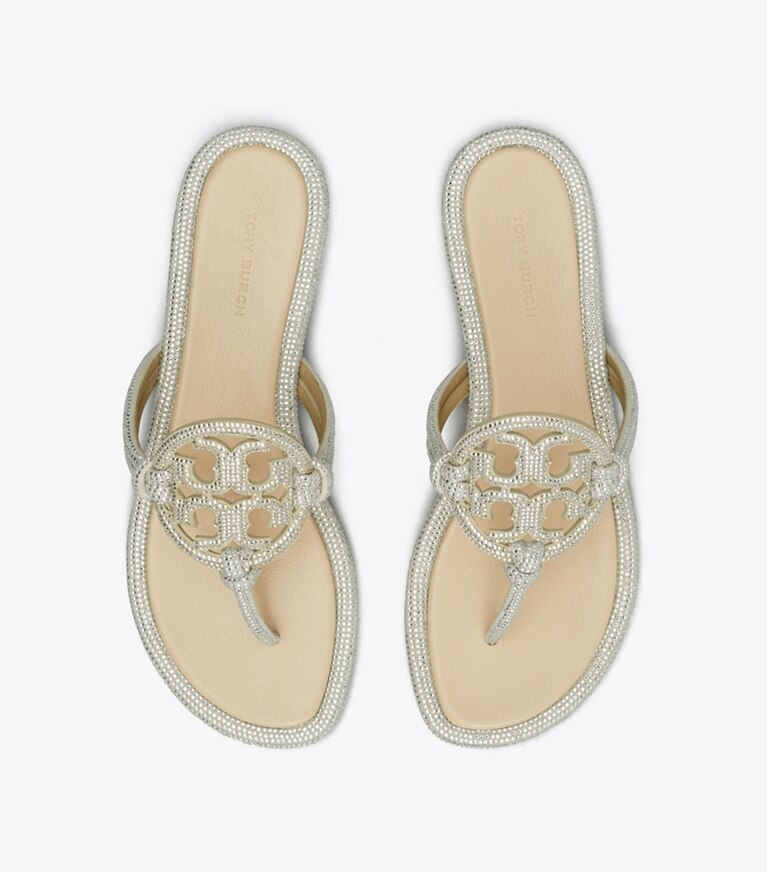 Tory Burch diseñador sandalias Sandalia con nudo y pavé Miller en STONE GRAY vista superior