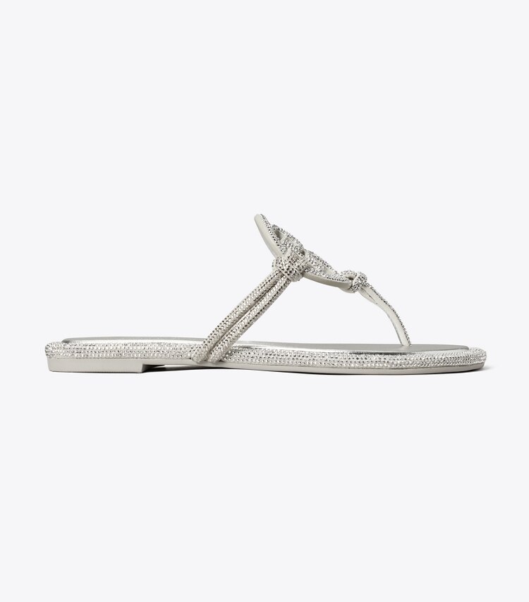 Tory Burch diseñador sandalias Sandalia con nudo y pavé Miller en SILVER lateral