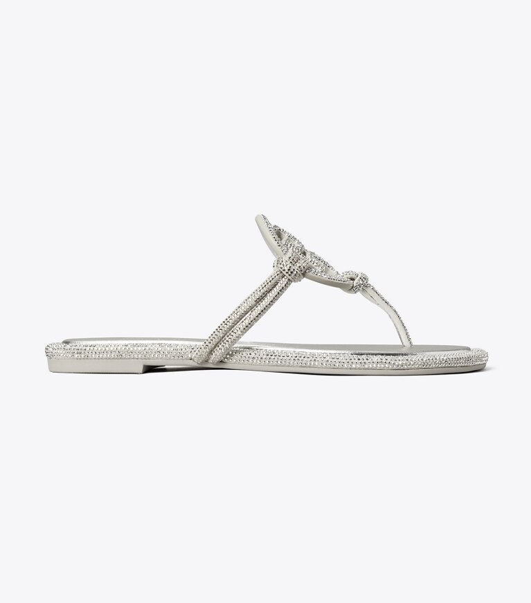 Tory Burch diseñador sandalias Sandalia con nudo y pavé Miller en SILVER lateral