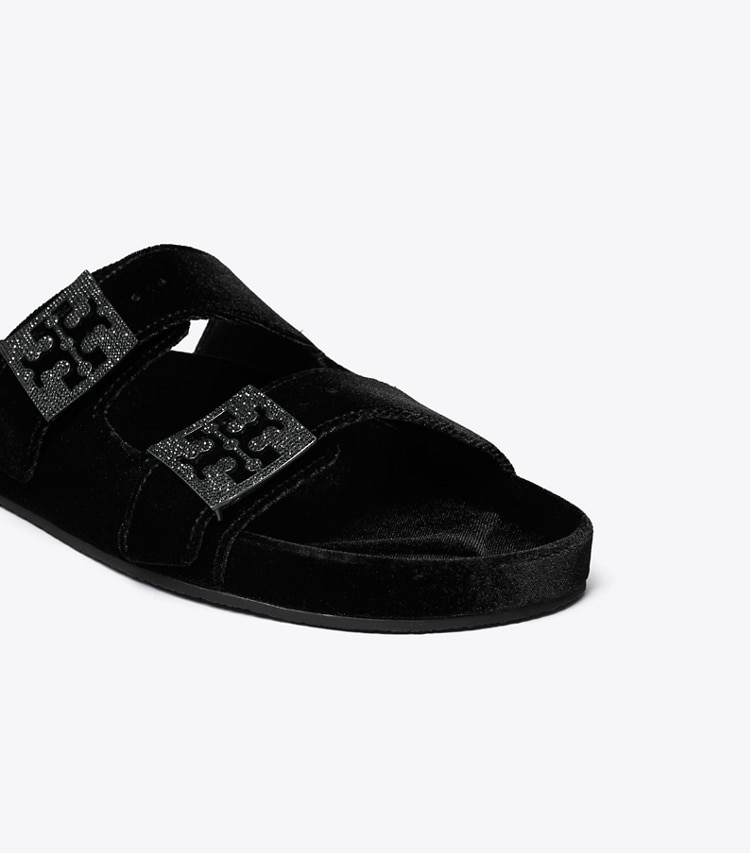 Tory Burch diseñador sandalias Sandalia con pavé Mellow en PERFECT BLACK / JET detalle