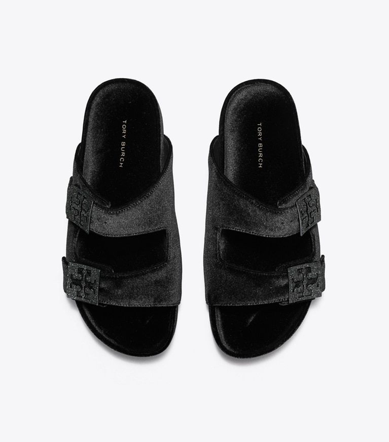 Tory Burch diseñador sandalias Sandalia con pavé Mellow en PERFECT BLACK / JET vista superior