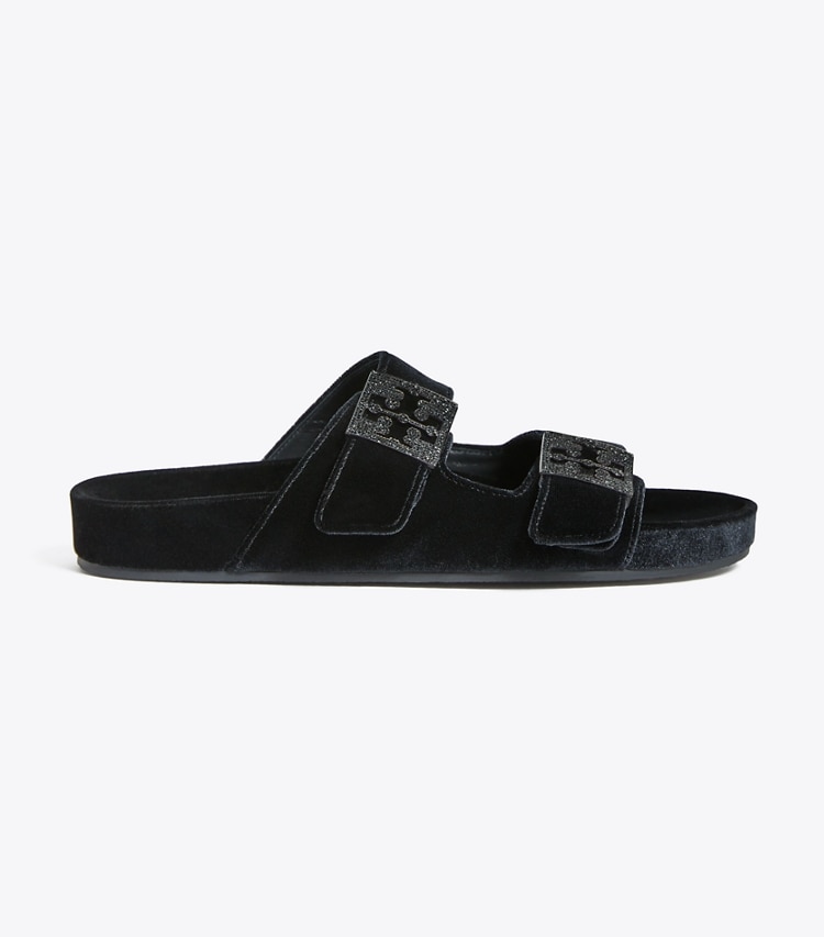Tory Burch diseñador sandalias Sandalia con pavé Mellow en PERFECT BLACK / JET lateral