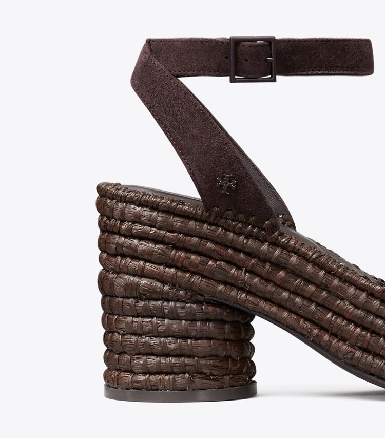 Tory Burch diseñador sandalias Sandalia con plataforma de rafia en COCO detalle