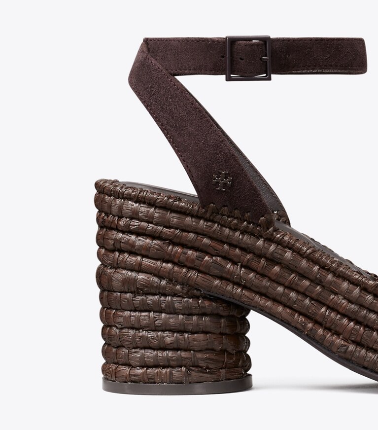 Tory Burch diseñador sandalias Sandalia con plataforma de rafia en COCO detalle