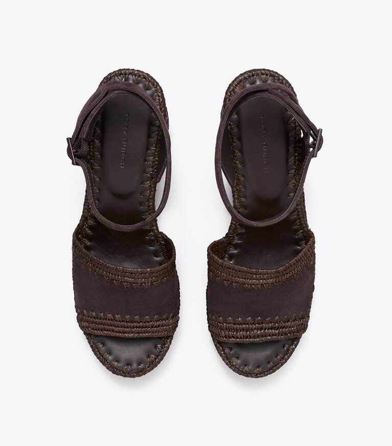 Tory Burch diseñador sandalias Sandalia con plataforma de rafia en COCO vista superior