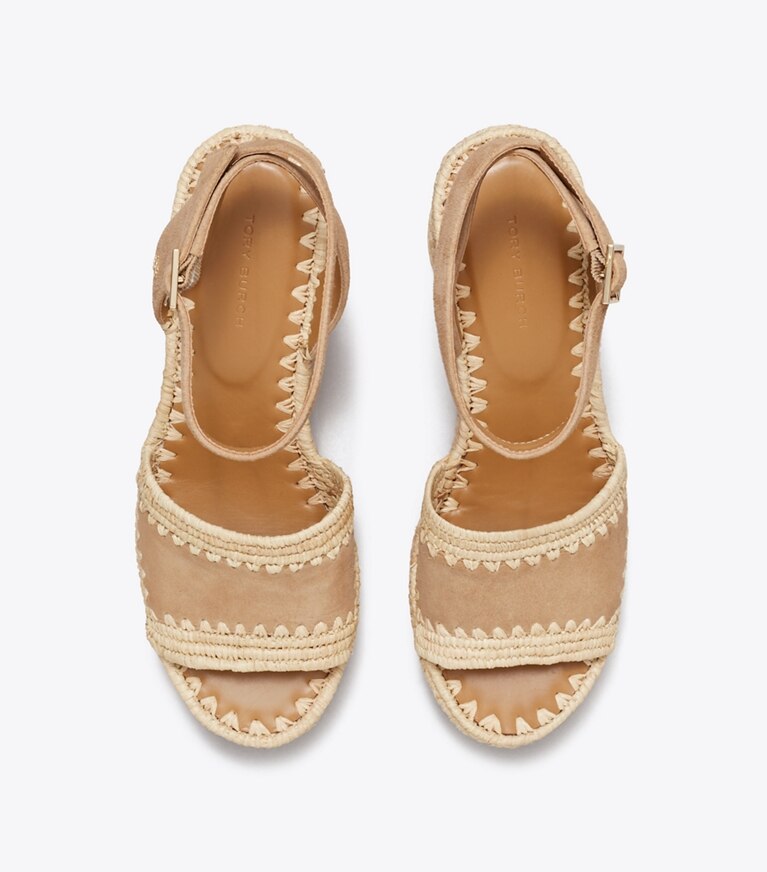Tory Burch diseñador sandalias Sandalia con plataforma de rafia en GRAIN vista superior