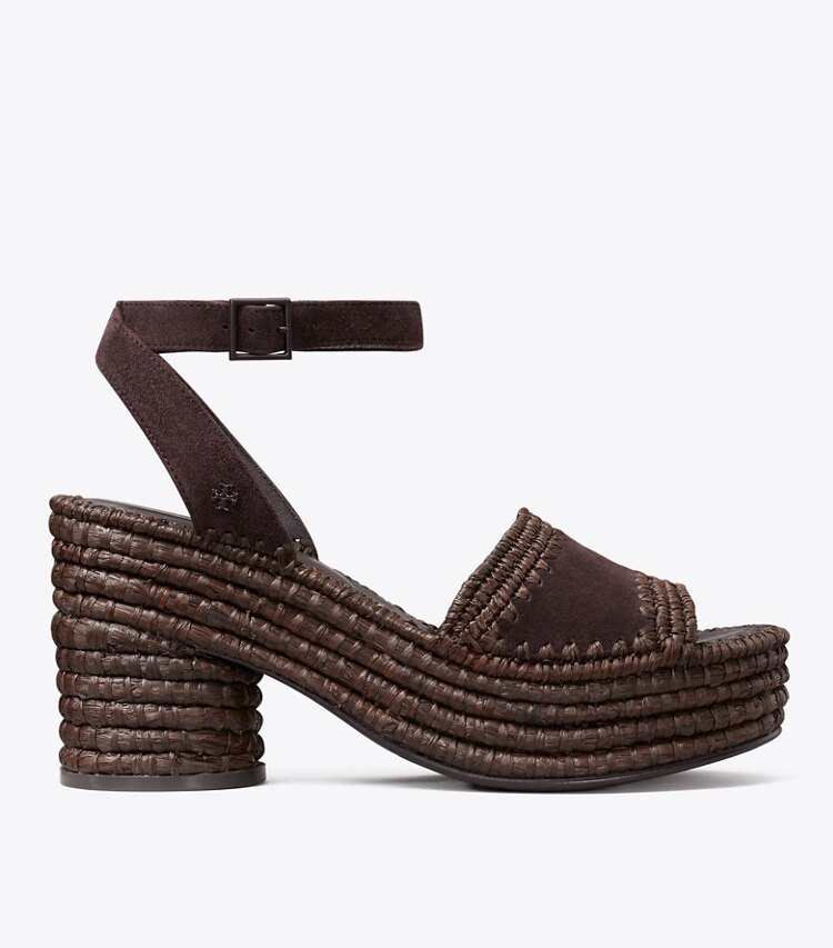 Tory Burch diseñador sandalias Sandalia con plataforma de rafia en COCO lateral