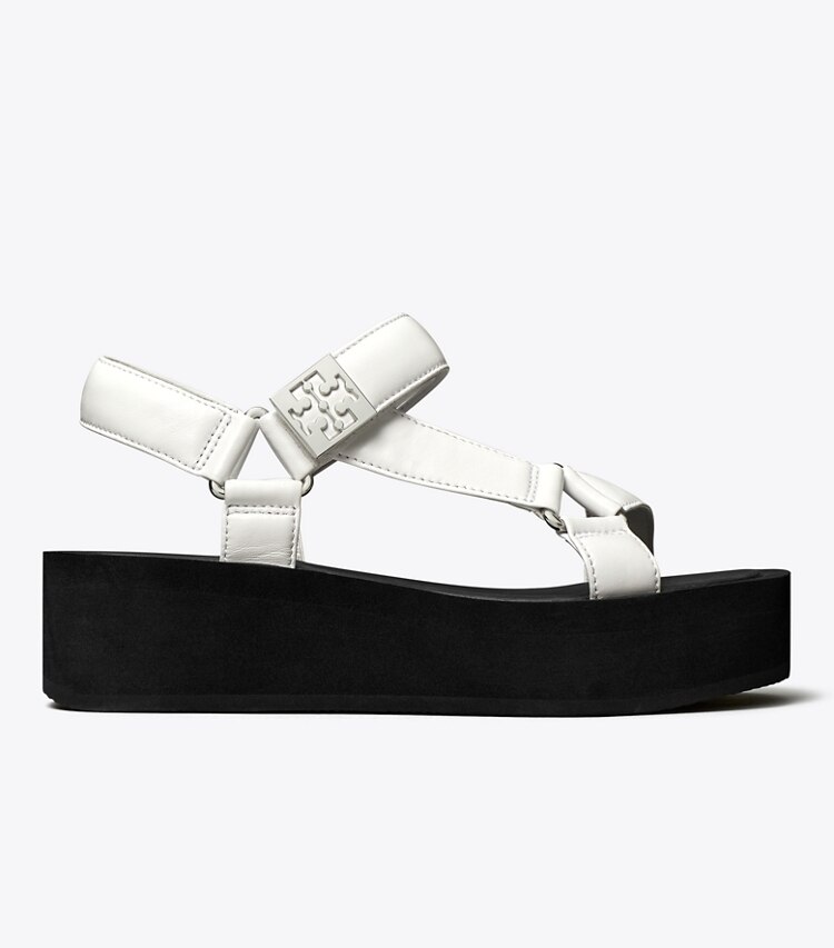 Tory Burch diseñador sandalias Sandalia con plataforma Mellow en OPTIC WHITE / SILVER / PERFECT BLACK lateral