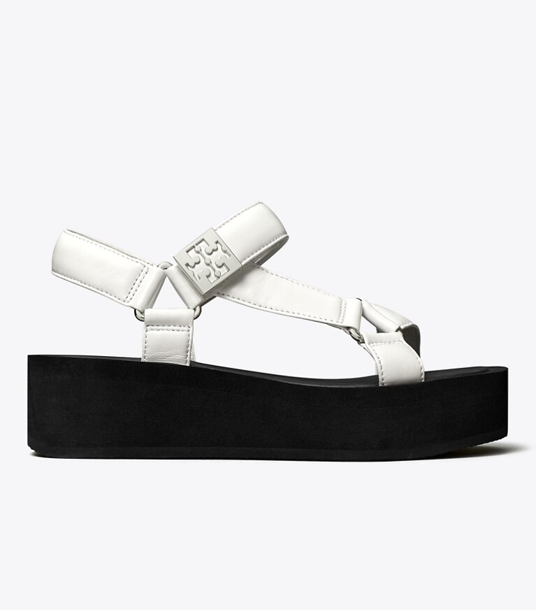 Tory Burch diseñador sandalias Sandalia con plataforma Mellow en OPTIC WHITE / SILVER / PERFECT BLACK lateral