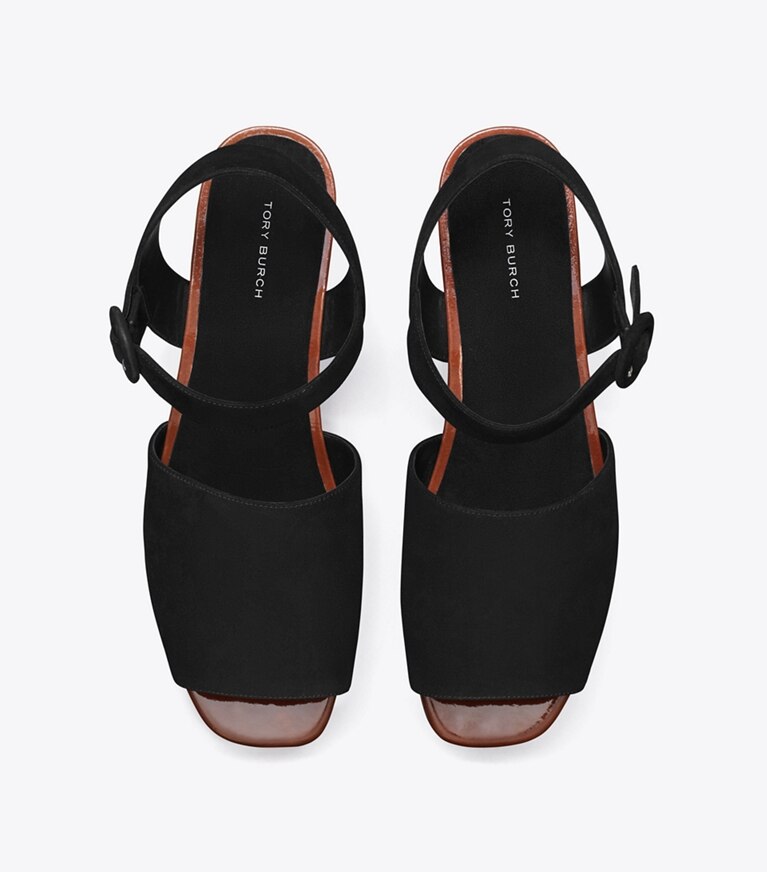 Tory Burch diseñador sandalias Sandalia con plataforma en PERFECT BLACK / PLUM vista superior