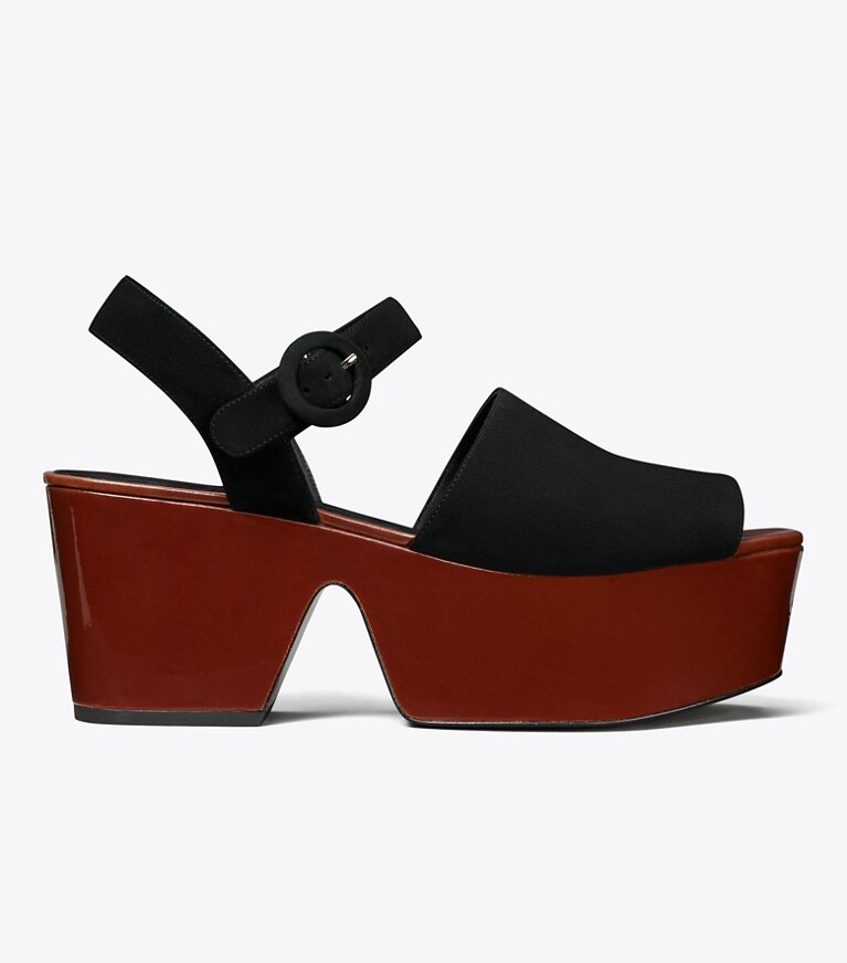 Tory Burch diseñador sandalias Sandalia con plataforma en PERFECT BLACK / PLUM lateral