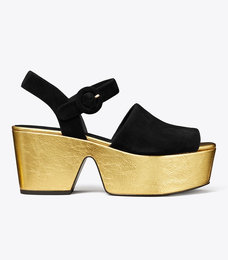 Tory Burch diseñador sandalias Sandalia con plataforma en PERFECT BLACK / CHAMPAGNE lateral