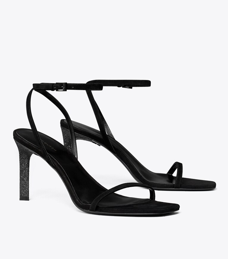 Tory Burch diseñador sandalias Sandalia con tacón con pavé en PERFECT BLACK ángulo