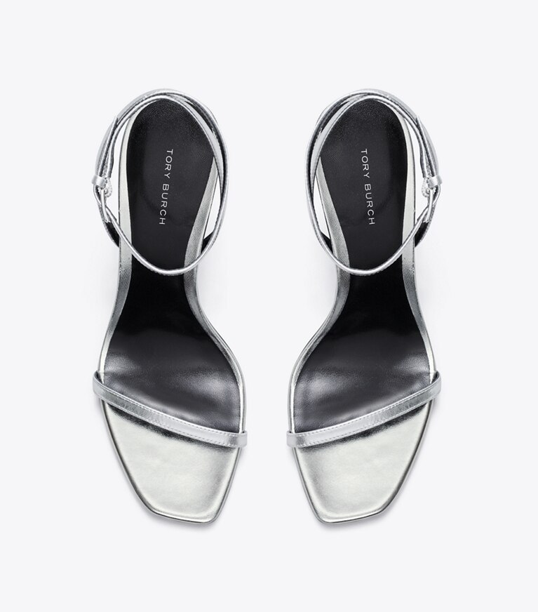 Tory Burch diseñador sandalias Sandalia con tacón con pavé en SILVER vista superior