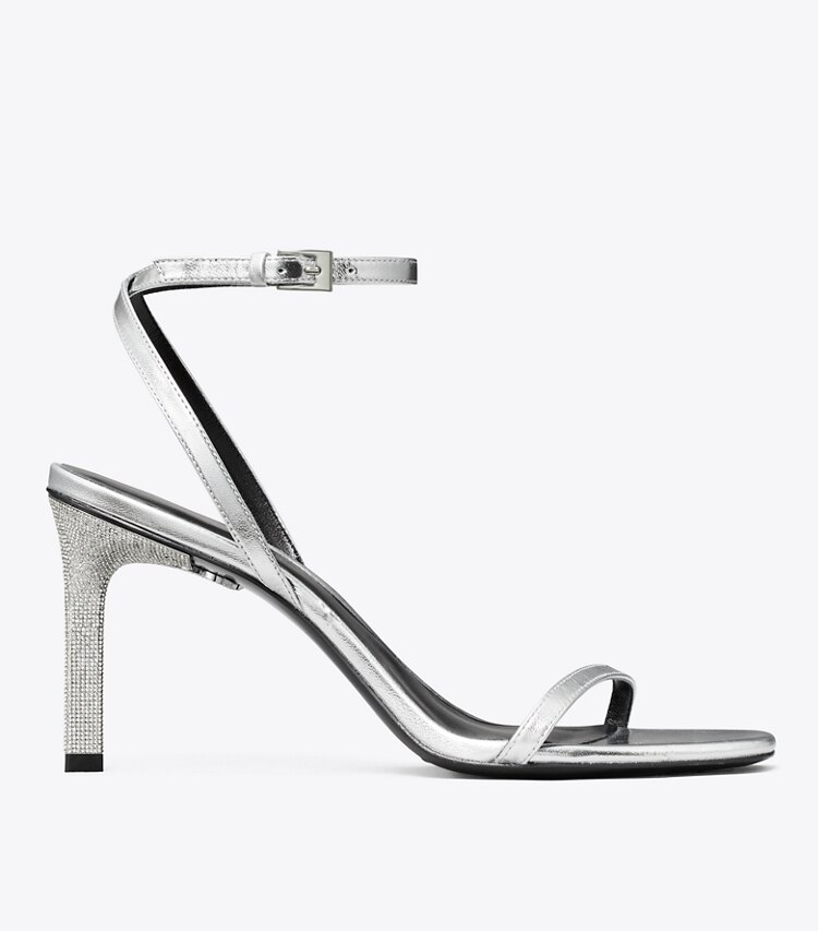 Tory Burch diseñador sandalias Sandalia con tacón con pavé en SILVER lateral